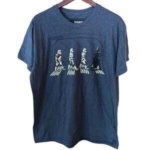 Star Wars Mens Large "Death Star Road" T-Shirt Vader Stormtroopers Beatles Parod